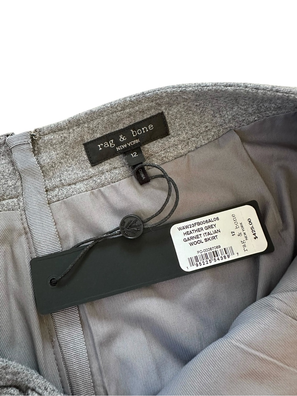 Rag & Bone Garnet Pleated Italian Wool Midi Skirt In Heather Grey size 12 NWT - Picture 4 of 8